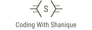 Coding with Shanique Logo with a stylized letter S above the text